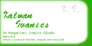 kalman ivanics business card